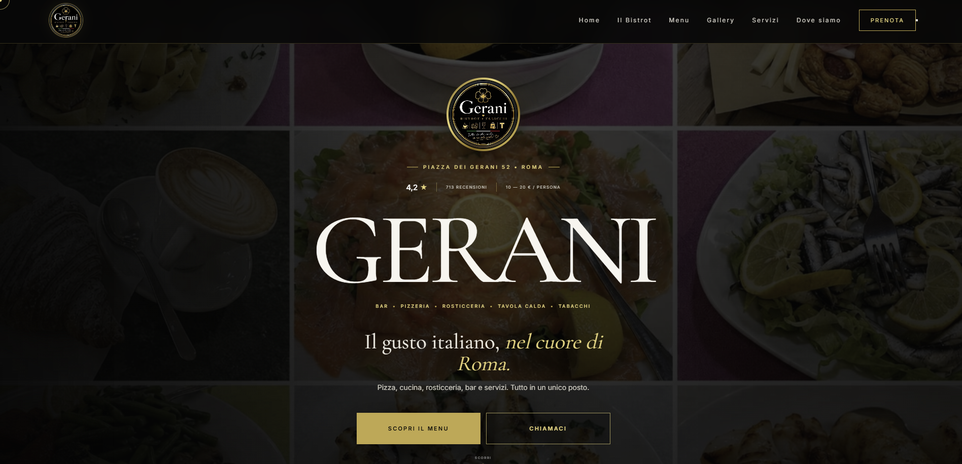 Sito web Gerani Bistrot Tabacchi realizzato da M.R.A. Business